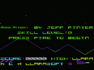 Andes Attack title screen for Vic-20